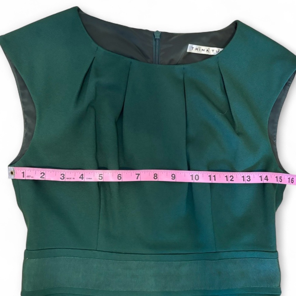 Trina Turk Emerald Green Sheath Dress Cap Sleeves - Picture 7 of 10
